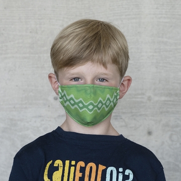 Gesichtsmaske Kinder Batik ZickZack grün